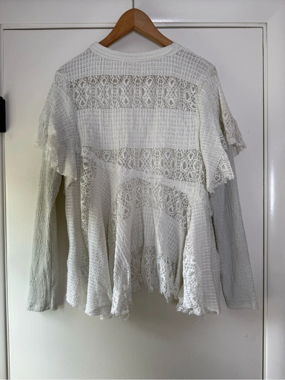 Free People Snowfall Tunic Top Lacy Romantic Soft Girl Boho Chic Coquette Airy